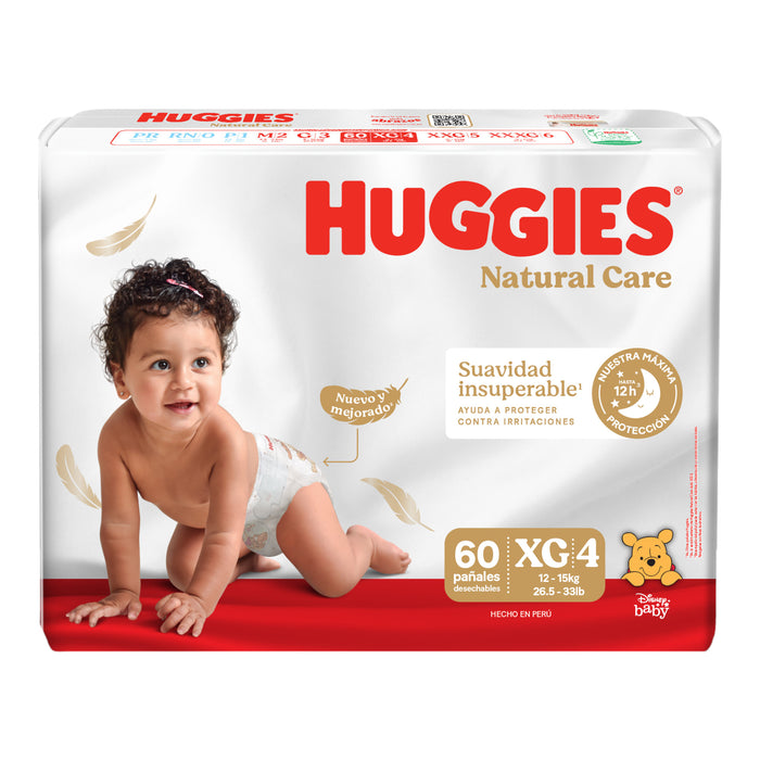 Huggies Natural Care Talla Xg 12 A 15Kg X 60 Unidades