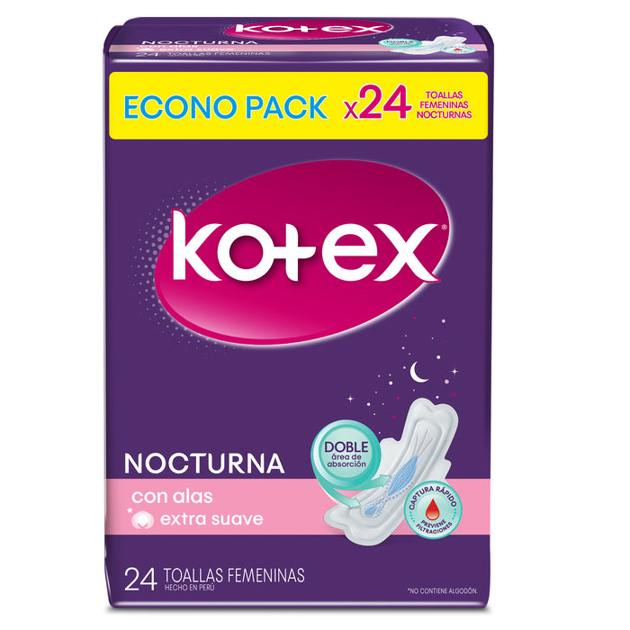 Kotex Nocturna Con Alas X 24 Unidades