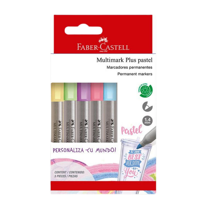 Marcador Faber Castell Multimark Plus Pastel X 5 Unidades