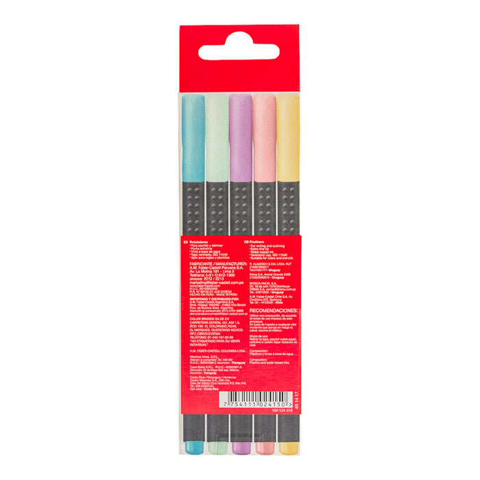 Marcadores Faber Castell Grip Fine Pastel X 5 Colores