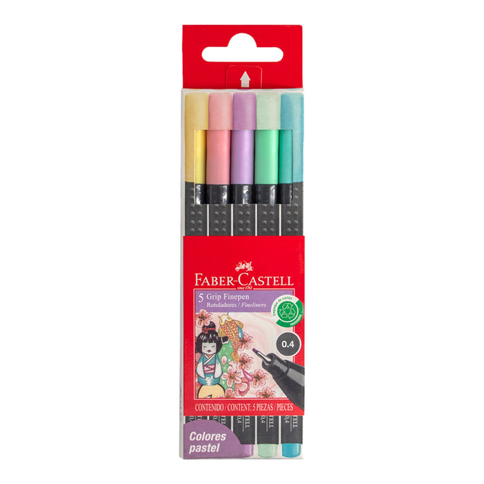 Marcadores Faber Castell Grip Fine Pastel X 5 Colores
