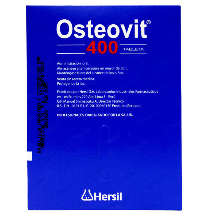 Osteovit Citrato De Calcio 315Mg Y Vitamina D3 400Ui X Tableta