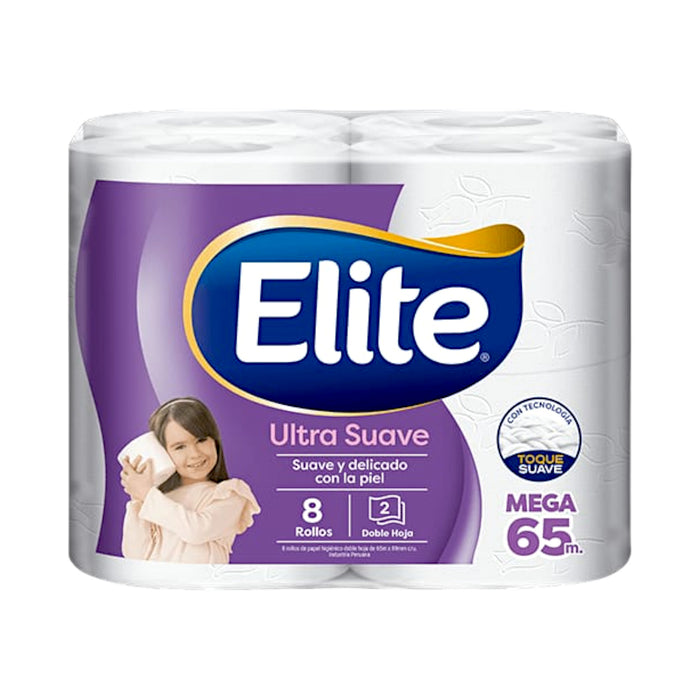 Papel Higiénico Elite Ultra Suave Doble Hoja X 8 Rollos