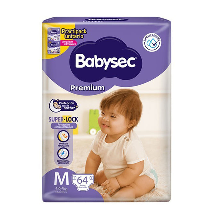 Pañal Babysec Premium Superlock M X 64 Unidades