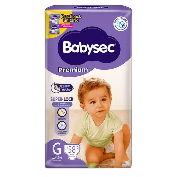 Pañal Babysec Premium Superlock G X 58 Unidades