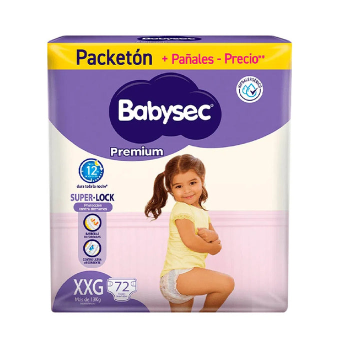 Babysec Pañal Premium Talla Xxg X 72 Unidades