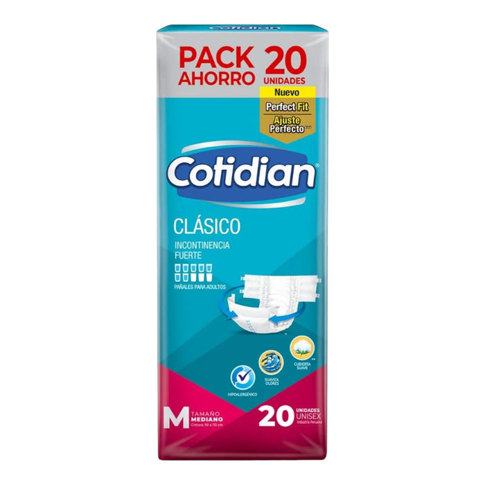 Pañal Para Adulto Cotidian Clásico Tamaño M X 20 Unidades