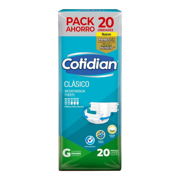 Pañal Para Adulto Cotidian Clásico Tamaño G X 20 Unidades