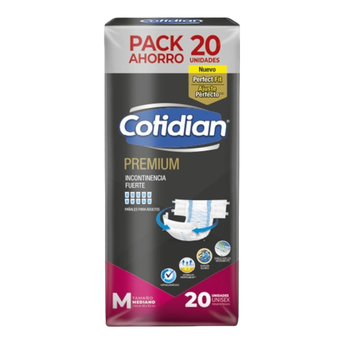 Pañal Para Adulto Cotidian Premiun Tamaño M X 20 Unidades