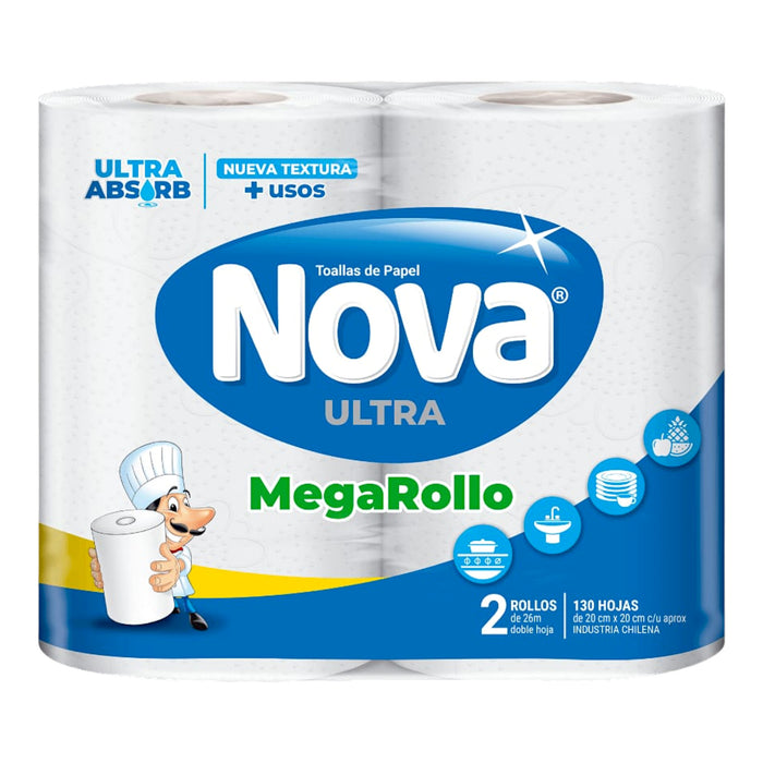 Toallas De Cocina Nova Ultra Doble Hoja X 2 Rollos