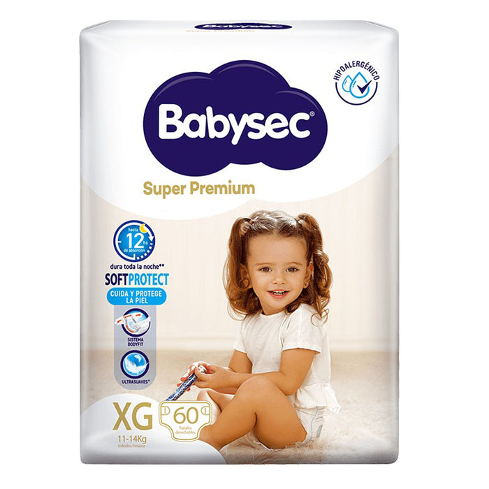 Pañal Babysec Super Premium Softprotec Xg X 60 Unidades