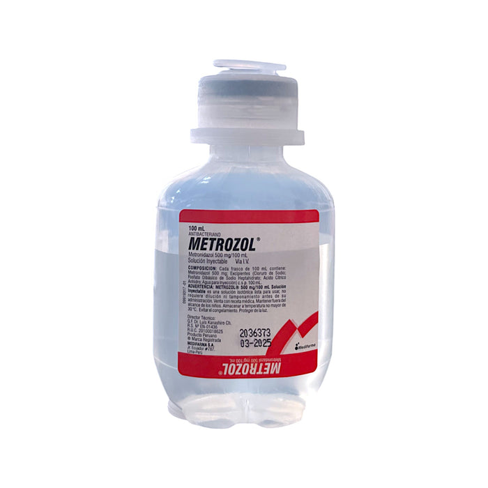Metrozol 500Mg Metronidazol Iv Solución Inyectable X 100Ml