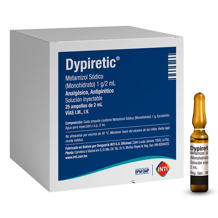 Dypiretic 1G Metamizol Intramuscular E Intravenosa X 2Ml
