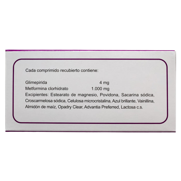Glemaz Met 4Mg Glimepirida Y 1000Mg Metformina Clorhidrato X Tableta