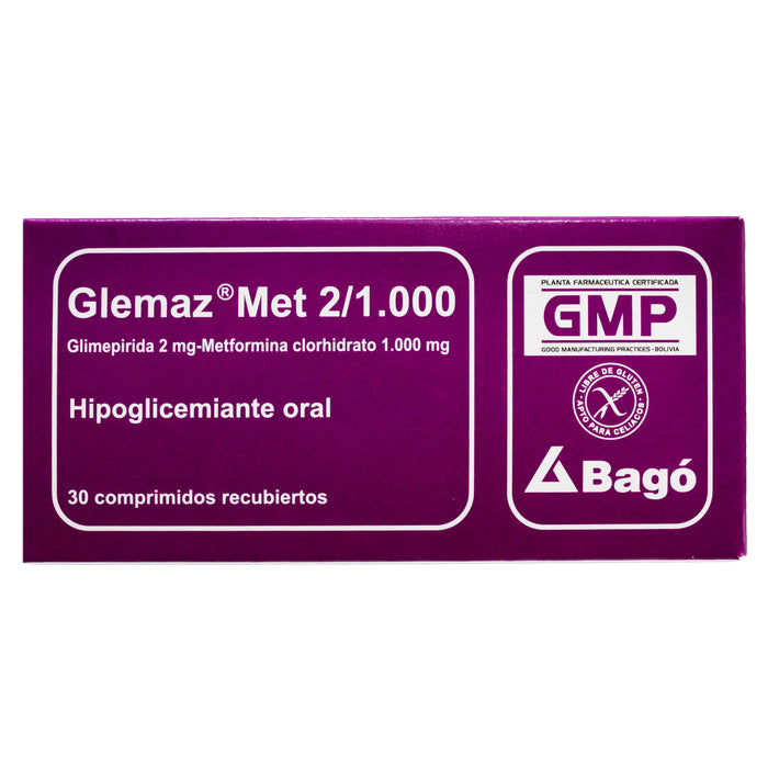 Glemaz Met 2Mg Glimepirida Y 1000Mg Metformina Clorhidrato X Tableta
