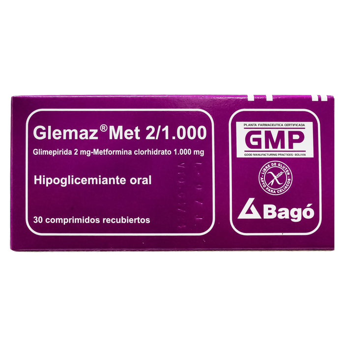 Glemaz Met 2Mg Glimepirida Y 1000Mg Metformina Clorhidrato X Tableta