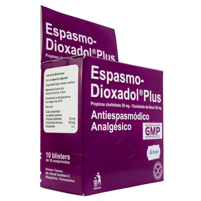 Espasmo Dioxadol Plus 20Mg Propinox Y 125Mg Clonixinato De Lisina X Tableta