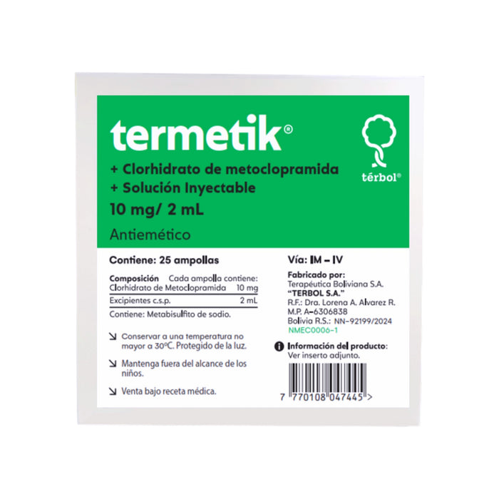 Termetik 10Mg Metoclopramida  Im-Iv X Ampolla