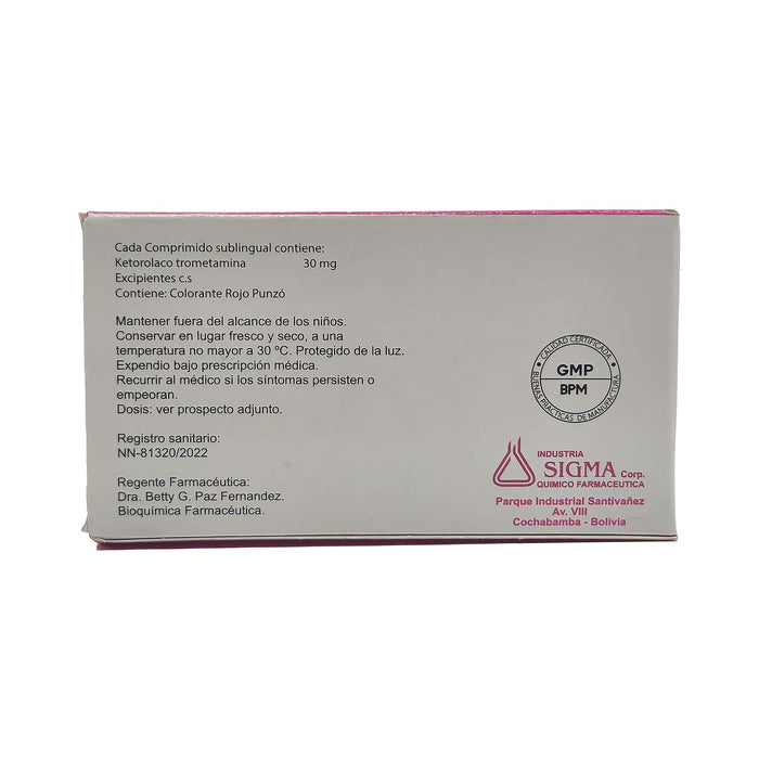 Trabit Kt 30Mg Ketorolaco Sublingual X Comprimido