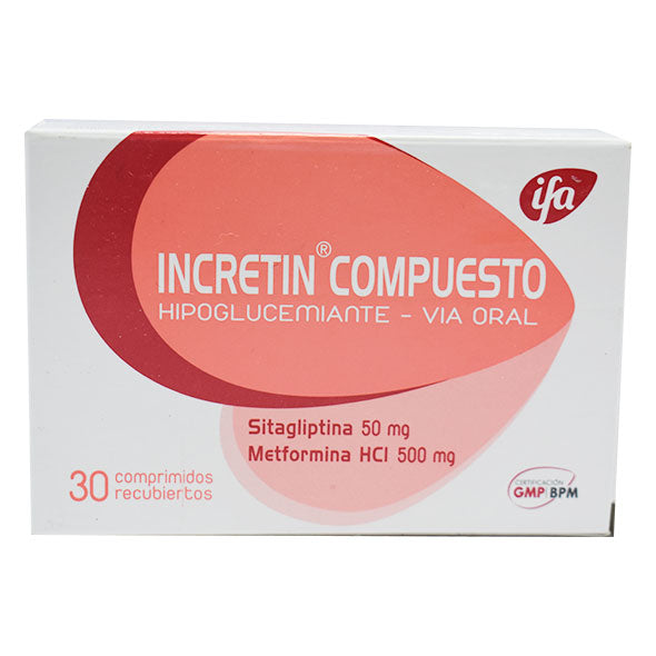 Incretin Compuesto Sitagliptina 50Mg Y Metformina Clorhidrato 500Mg X Tableta