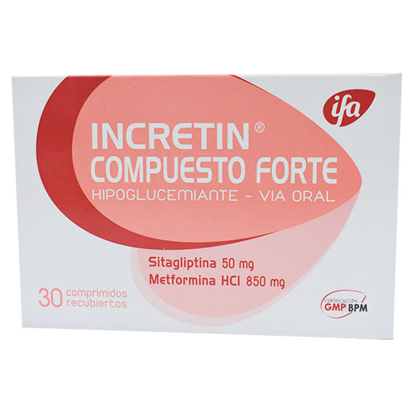Incretin Compuesto Forte Sitagliptina 50Mg Y Metformina Clorhidrato 850Mg X Tableta