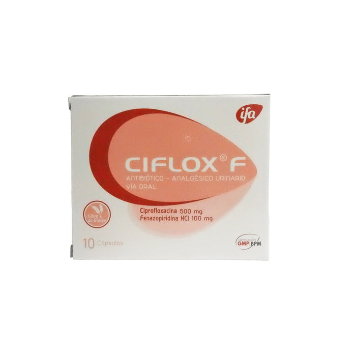 Ciflox F Ciprofloxacina Fenazopiridina X 10 Capsulas
