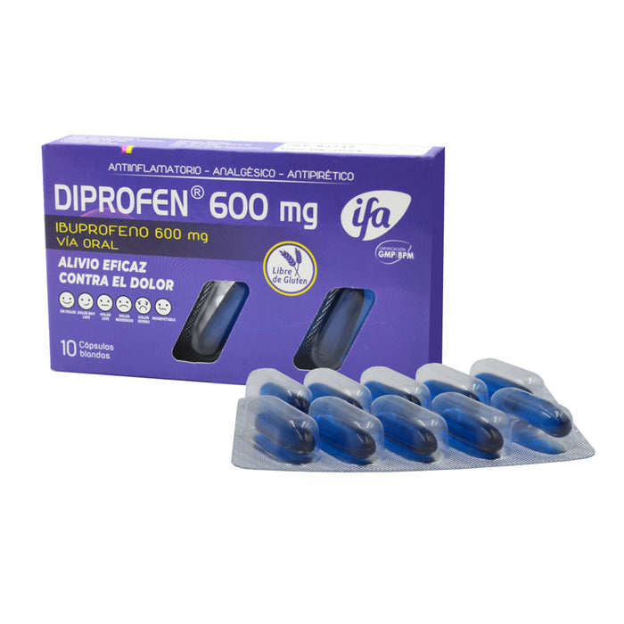 Diprofen 600Mg Ibuprofeno X Capsula Blanda