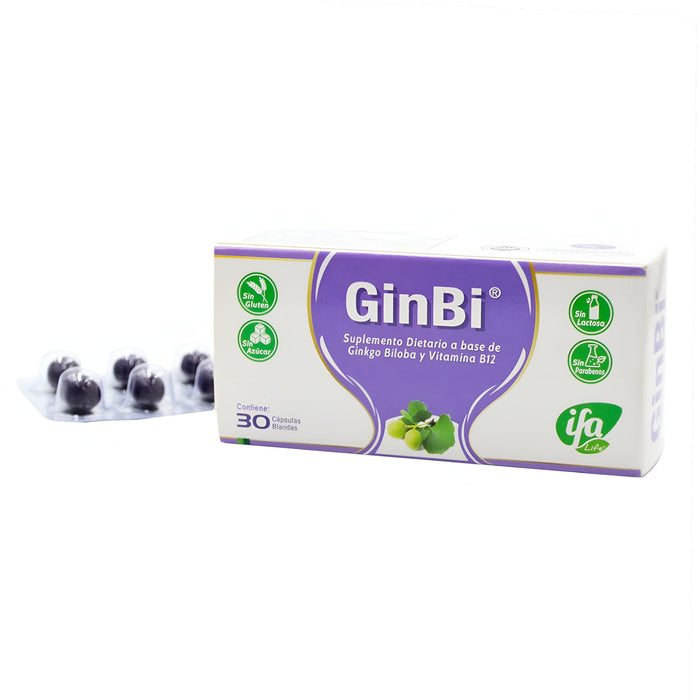 Ginbi Suplemento Ginkgo Biloba Y Vitamina B12 X Capsula