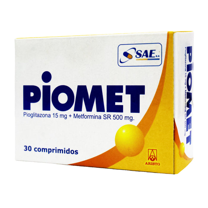 Piomet Pioglitazona 15Mg Y Metformina Clorhidrato 500Mg X Tableta