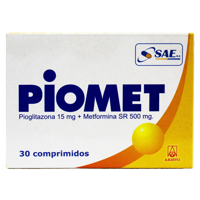 Piomet Pioglitazona 15Mg Y Metformina Clorhidrato 500Mg X Tableta