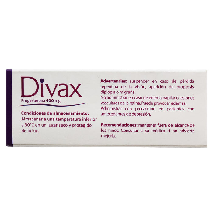 Divax 400Mg Progesterona X Capsula Blanda