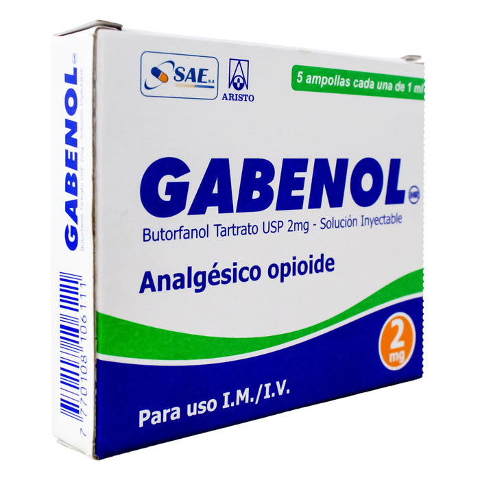 Gabenol 2Mg Butorfanol Im Iv 5 Ampollas X 1Ml