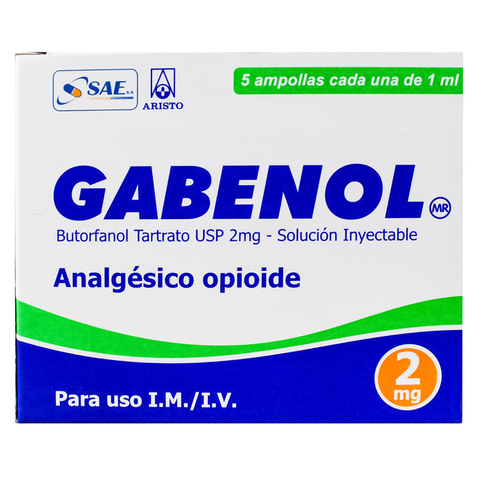 Gabenol 2Mg Butorfanol Im Iv 5 Ampollas X 1Ml