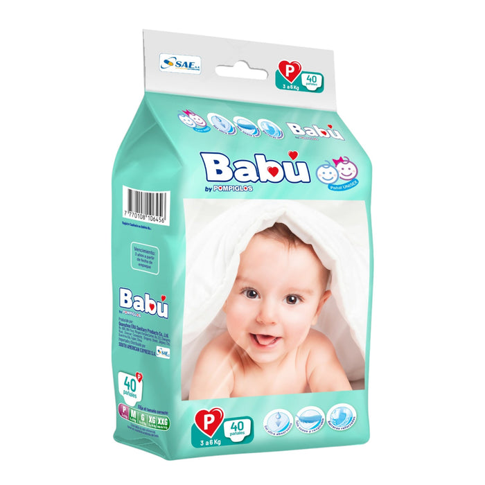 Pañal Babu By Pompiglos Talla P X 40 Unidades