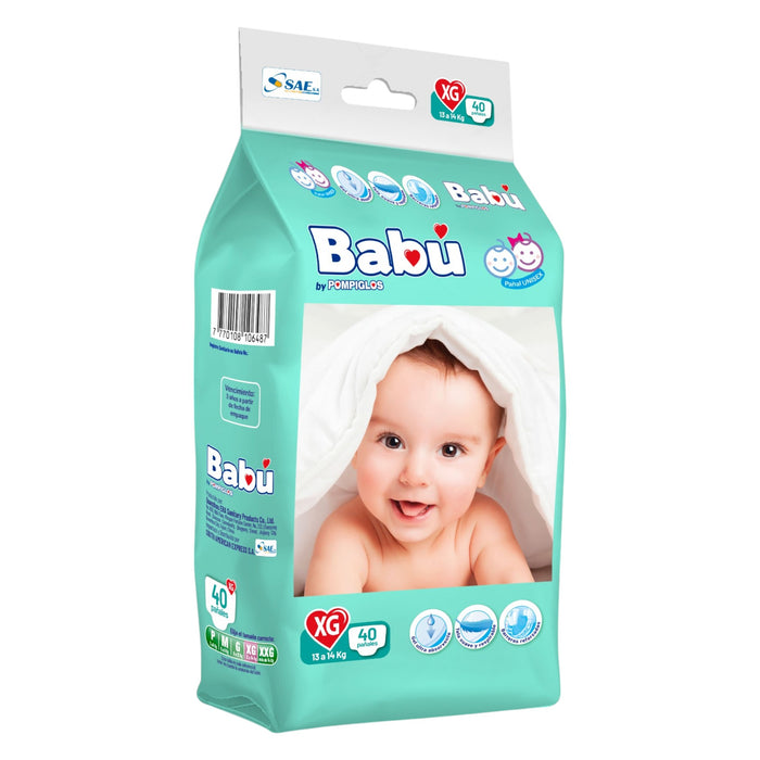 Pañal Babu Pompiglos Talla Xg X 40 Unidades