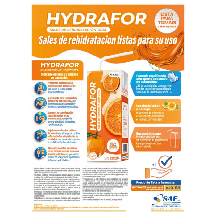 Hydrafor Rehidratante Oral Sabor Naranja X 200Ml