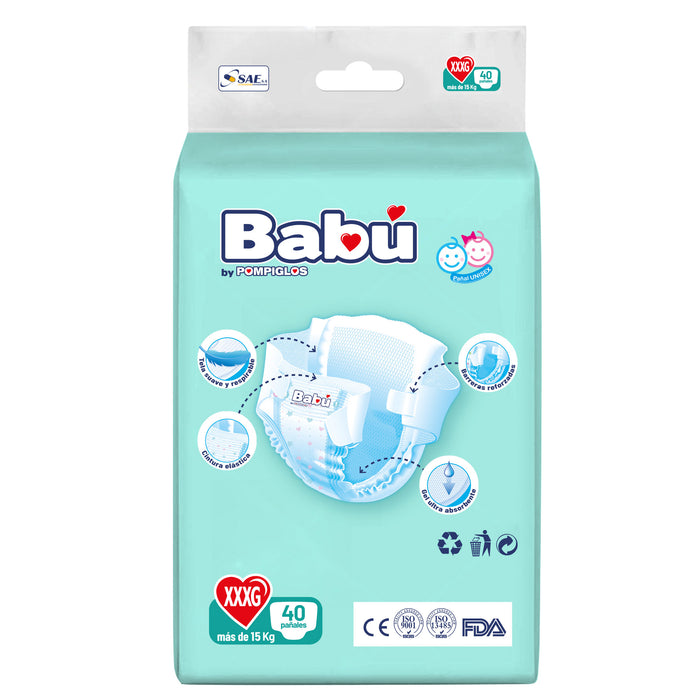 Pañales Babu By Pompiglos Xxxg X 40 Unidades