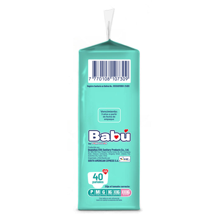 Pañales Babu By Pompiglos Xxxg X 40 Unidades