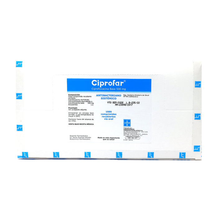 Ciprofar 500Mg Ciprofloxacina X Tableta