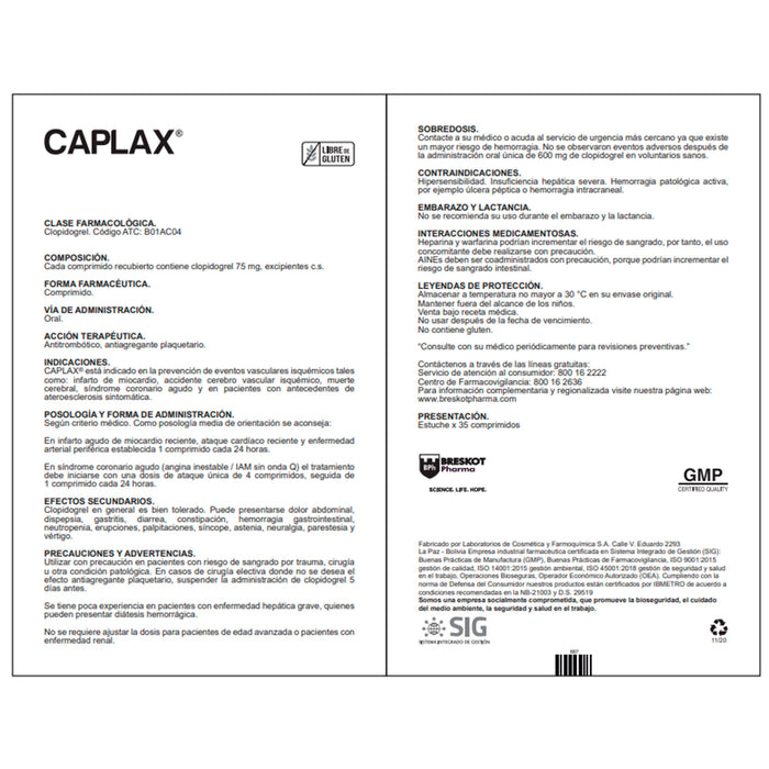 Caplax 75Mg Clopidogrel X Tableta