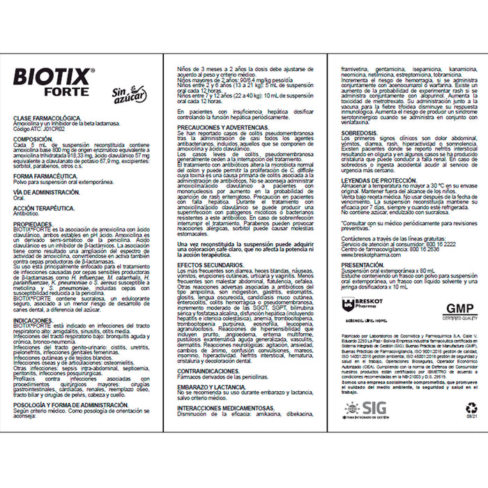 Biotix Forte Susp X 80Ml Amoxicilina Ac Clavulanic