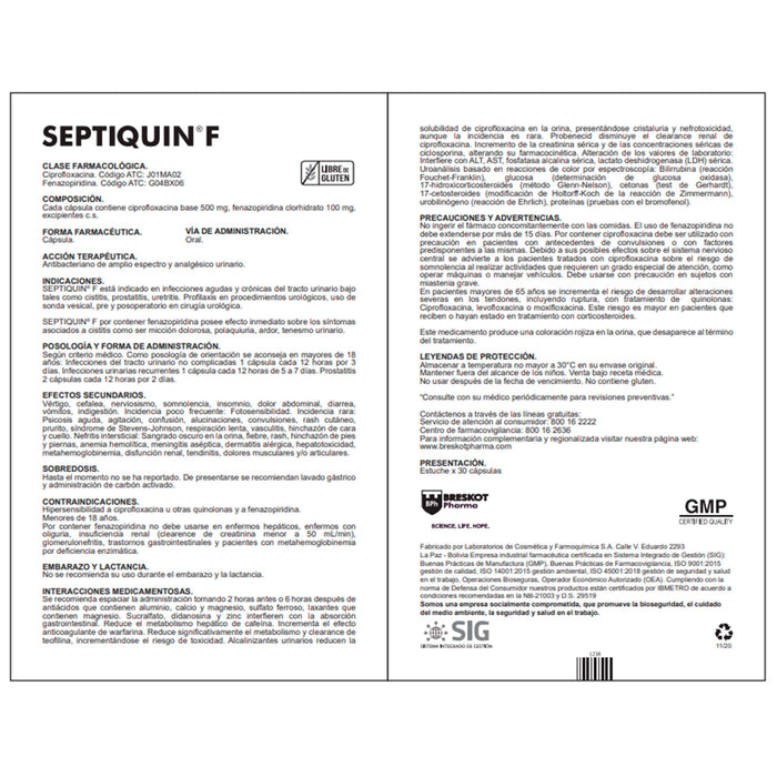 Septiquin Ciprofloxacina 500Mg X Capsula