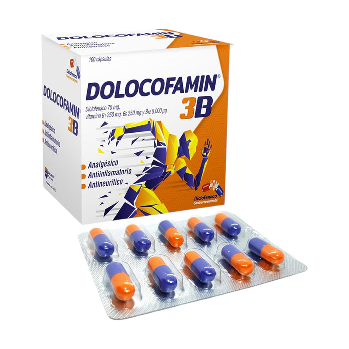 Dolocofamin 3B Diclofenaco Vitamina B1 B6 B12 X Cápsulas