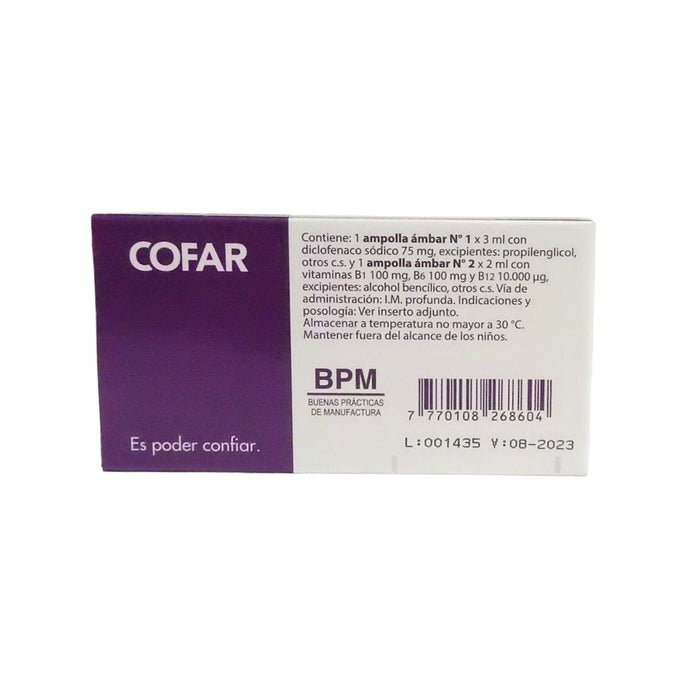 Diclofenaco B1 B6 B12 Im X 1 Amp Doble (Cofar)