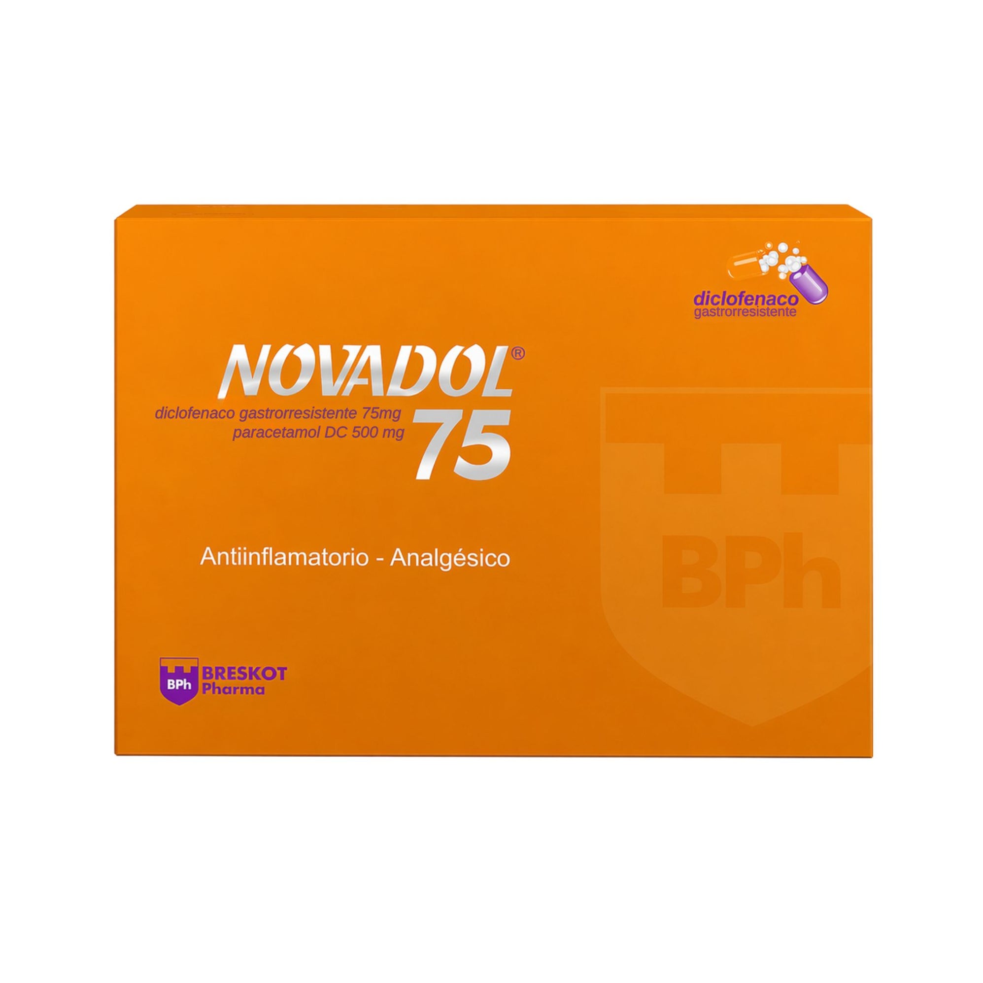 Novadol Diclofenaco / Paracetamol 75 / 500 Mg X Cápsula— Farmacorp