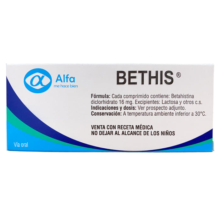 Bethis 16Mg Betahistina X Comprimido