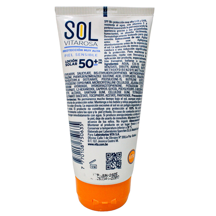 Sol Vitarosa Protector Solar Piel Sensible Spf50 X 150Ml