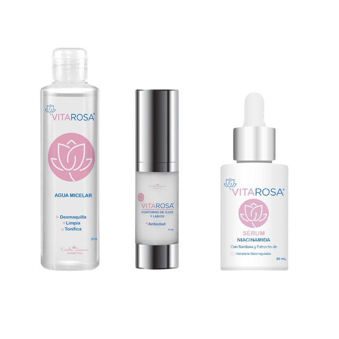 Pack Seborregulador Vitarosa Agua Micelar + Contorno + Serum