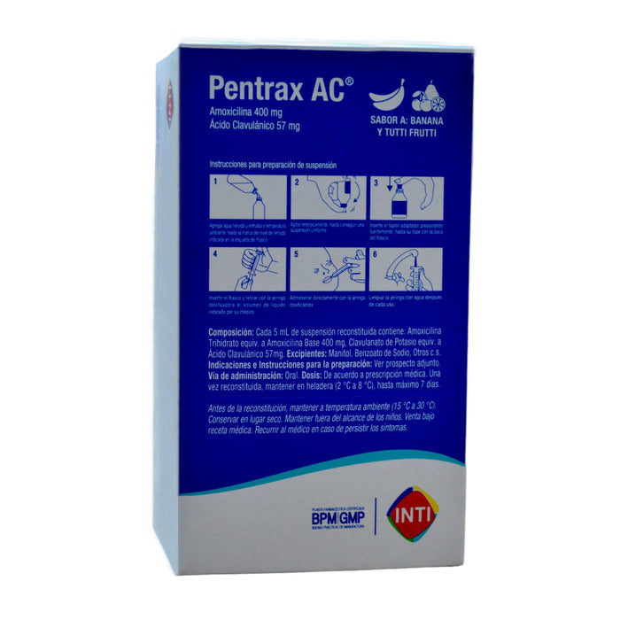 Pentrax Ac Amoxicilina 400Mg Acido Clavulánico 57Mg Suspensión Extemporanea X 90Ml