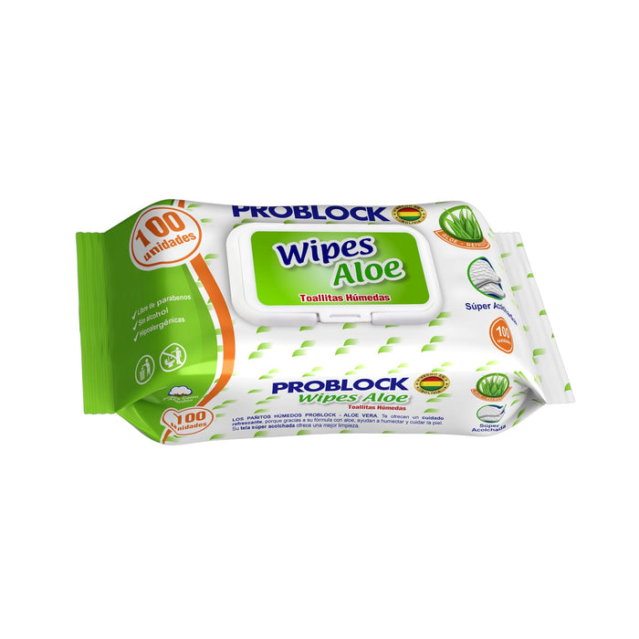 Toallitas Húmedas Problock Wipes Aloe X 100 Unidades